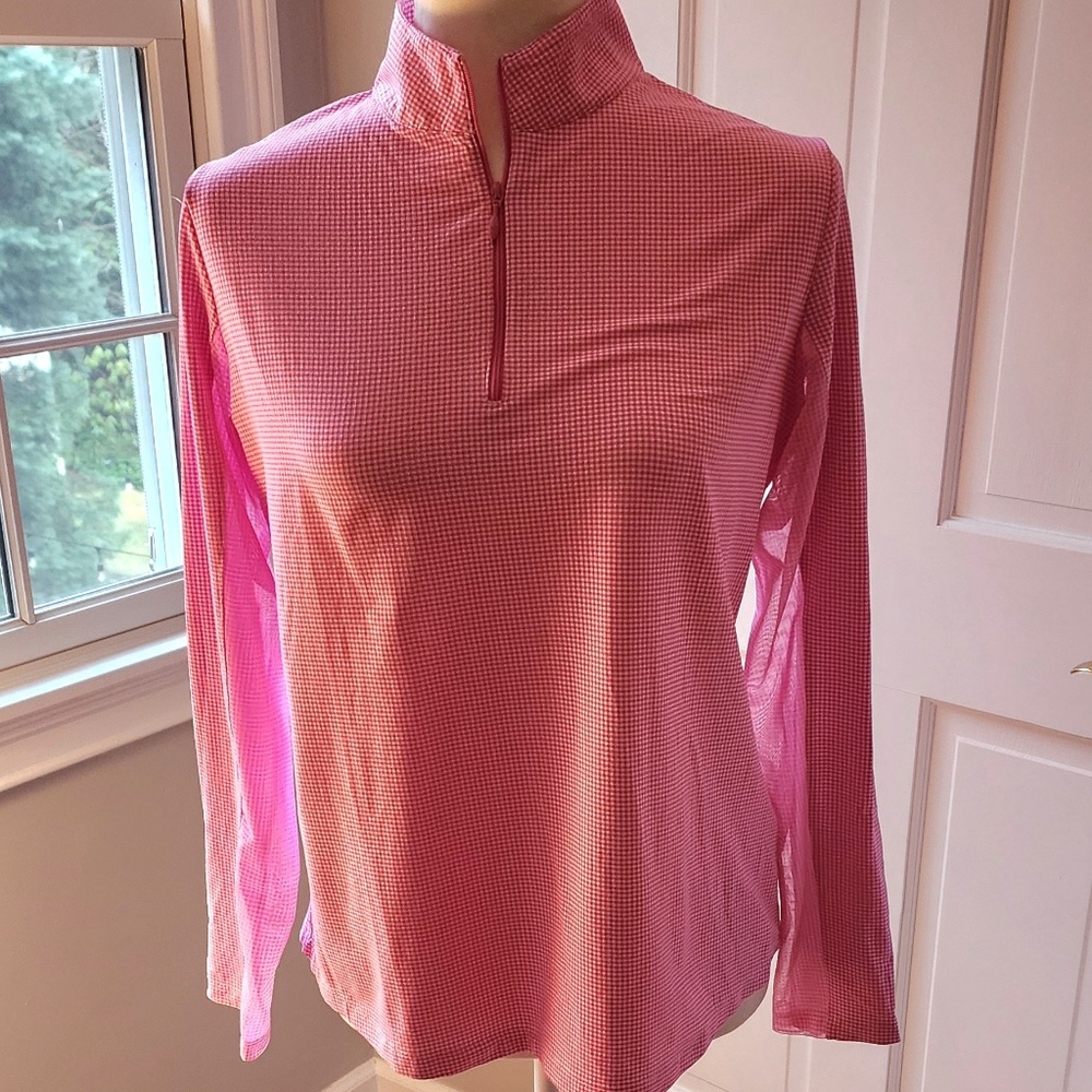 IBKUL Chic Gingham Pink & White Top